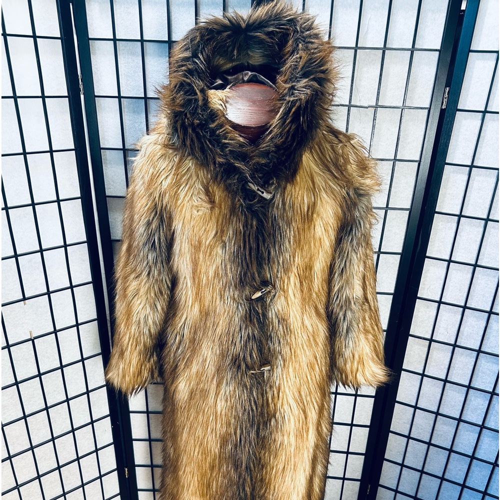 Donna Salyers Fabu Furs Full Length Long Hair Hooded Faux Fur Coat - Picture 5 of 11